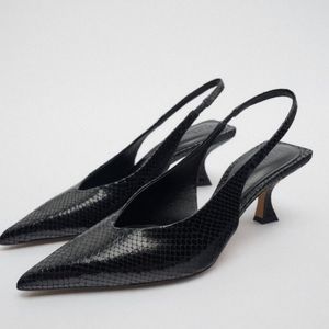 Slingback leather heels